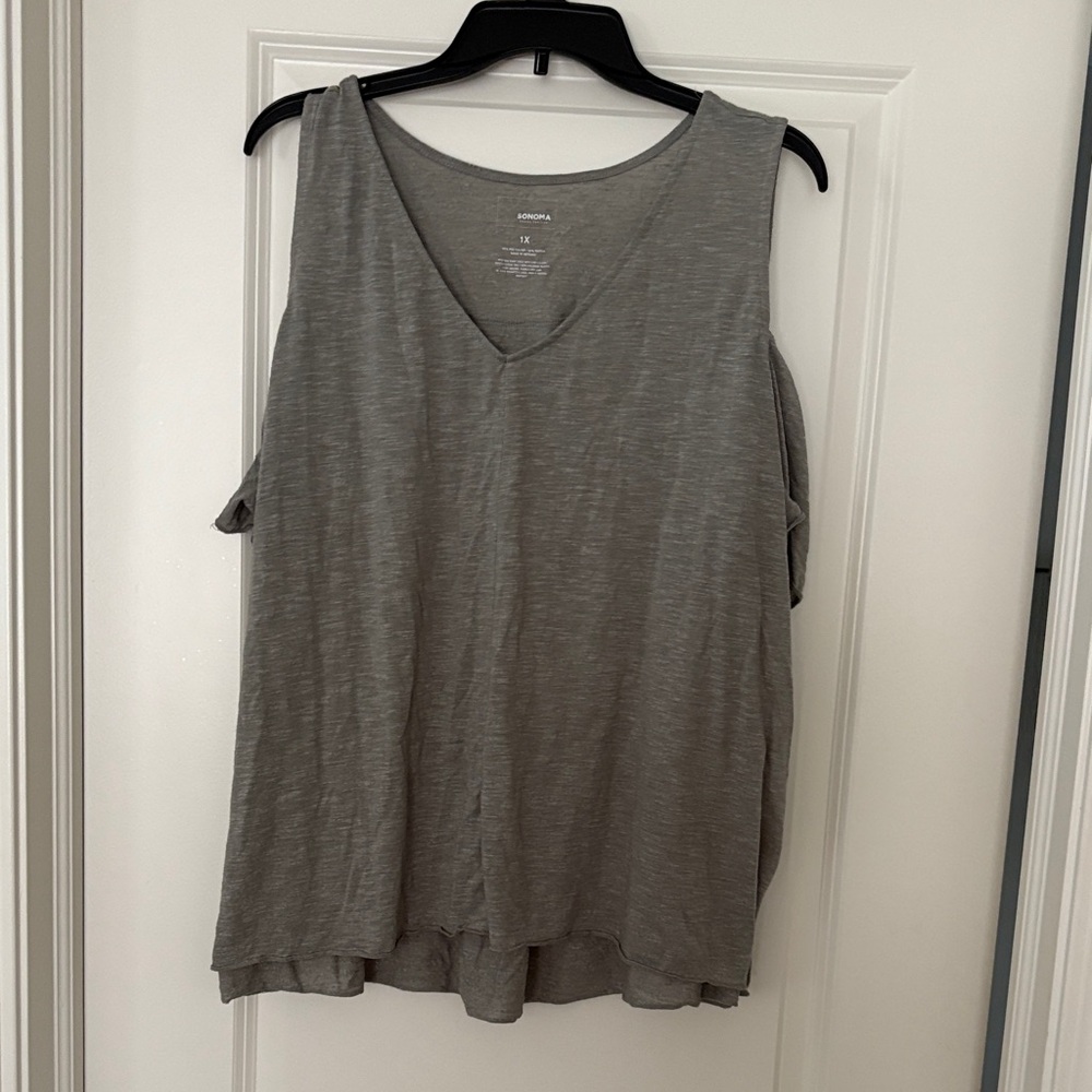 Sonoma Charcoal cold shoulder top